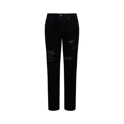 Dolce & Gabbana Logo Patch Ripped Jeans