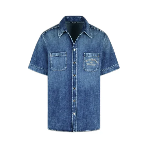 Dolce & Gabbana Logo Embroidered Denim Shirt