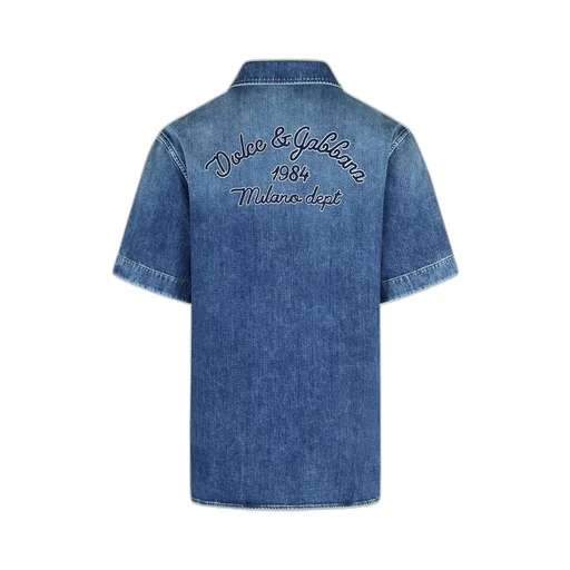 Dolce & Gabbana Logo Embroidered Denim Shirt