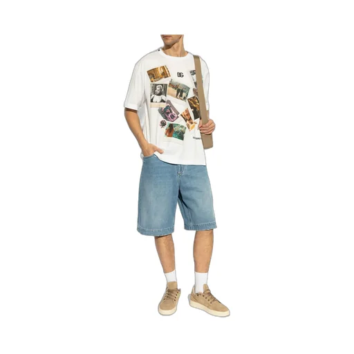 Dolce & Gabbana Logo Plaque Distressed Denim Shorts