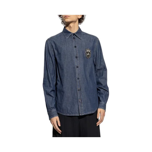 Dolce & Gabbana Heraldic Emblem Denim Shirt
