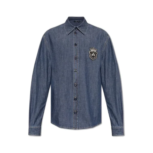 Dolce & Gabbana Heraldic Emblem Denim Shirt