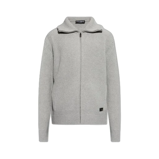 Dolce & Gabbana Logo Plaque Zipped Cardigan