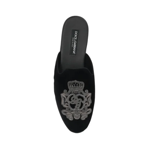 Dolce & Gabbana Slip-On Velvet Embroidered Slippers