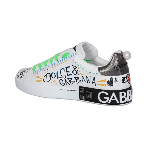 Dolce & Gabbana Graffiti-Printed Lace-Up Sneakers