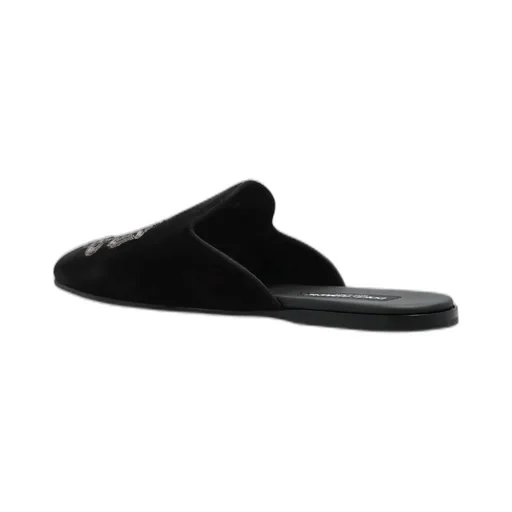 Dolce & Gabbana Slip-On Velvet Embroidered Slippers