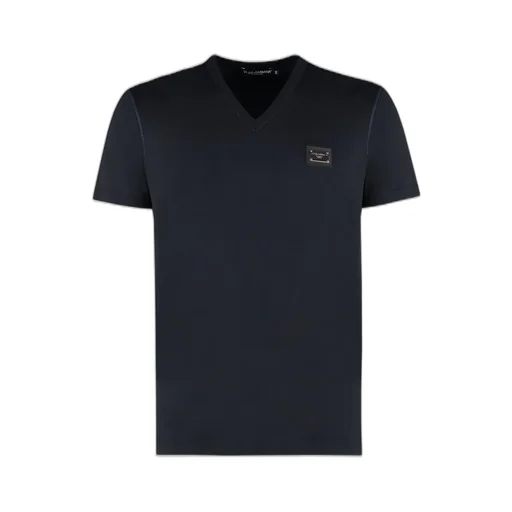 Dolce & Gabbana Logo Patch V-Neck T-Shirt