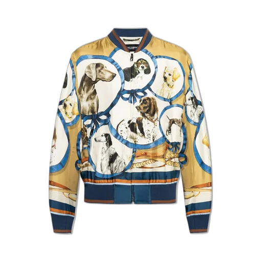 Dolce & Gabbana Dogs Printed Zipped Bomber Jacket
