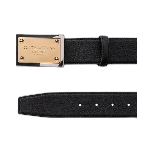 Dolce & Gabbana Grainy Logo-Plaque Belt