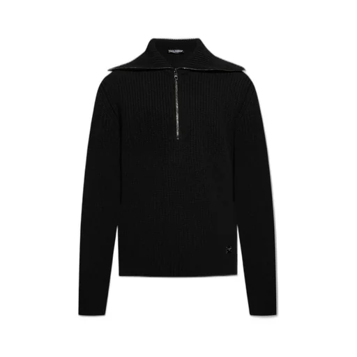 Dolce & Gabbana Logo Tag Half-Zipped Cardigan