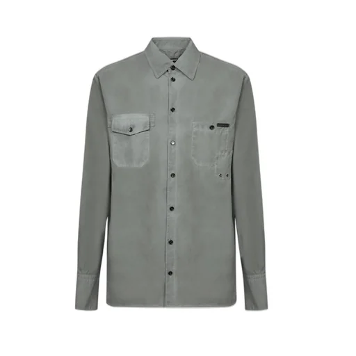 Dolce & Gabbana Logo Patch Cruved Hem Shirt