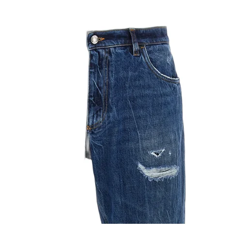 Dolce & Gabbana Logo Embroidered Distressed Jeans