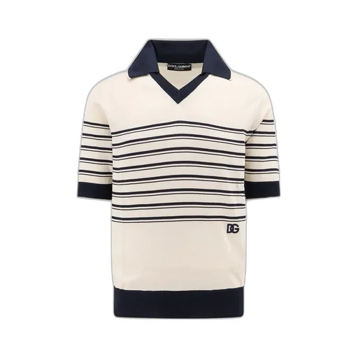 Dolce & Gabbana Logo Embroidered Knitted Polo Shirt