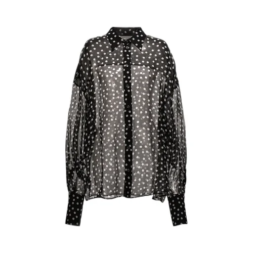 Dolce & Gabbana Polka-Dot Printed Oversize Chiffon Shirt