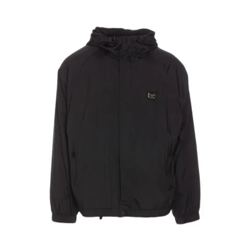 Dolce & Gabbana Logo Plaque Drawstring Hooded Jacket