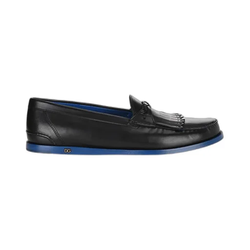 Dolce & Gabbana Dg Logo Plaque Fringed Moccasins