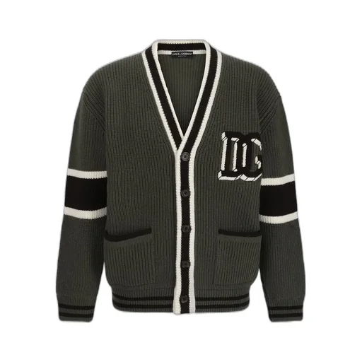 Dolce & Gabbana Dg Logo Patch Rib-Knitted Cardigan