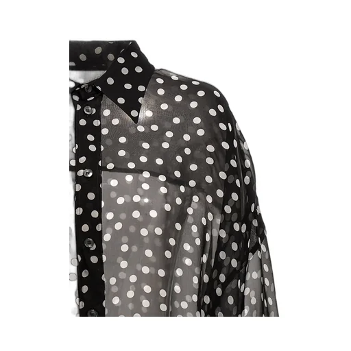 Dolce & Gabbana Polka-Dot Printed Oversize Chiffon Shirt