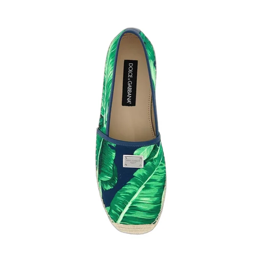 Dolce & Gabbana Leaf-Printed Logo Plaque Espadrilles