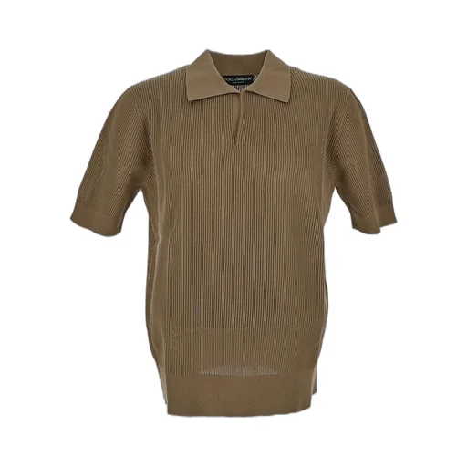 Dolce & Gabbana Openwork V-Neck Polo Shirt