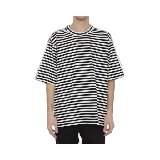 Dolce & Gabbana Logo-Embroidered Striped Crewneck T-Shirt