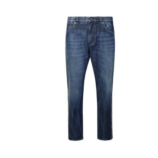 Dolce & Gabbana Logo-Plaque Frayed Edge Jeans