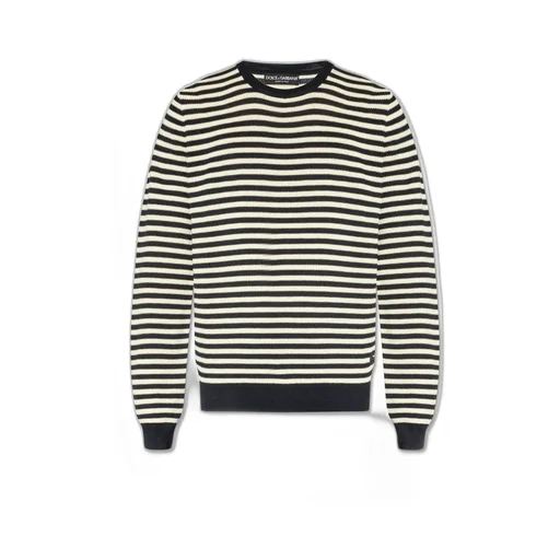 Dolce & Gabbana Logo-Embroidered Striped Knitted Jumper