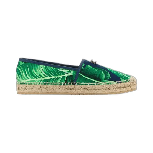 Dolce & Gabbana Leaf-Printed Logo Plaque Espadrilles