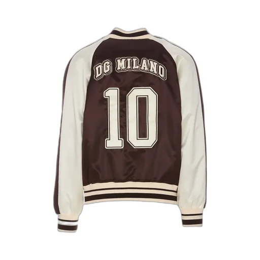 Dolce & Gabbana Stripe Trim Logo Patch Bomber Jacket