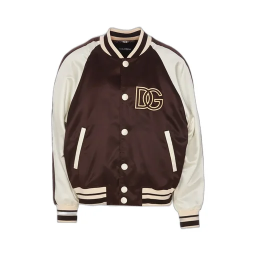 Dolce & Gabbana Stripe Trim Logo Patch Bomber Jacket
