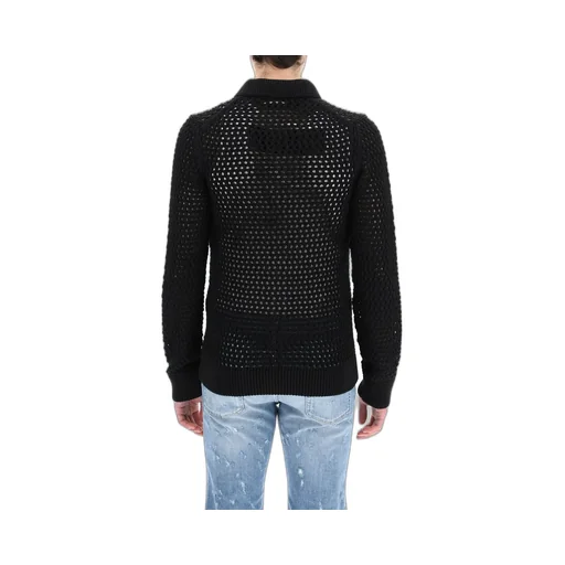 Dolce & Gabbana Mesh-Stitch Polo-Style Cardigan