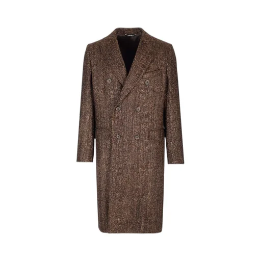 Dolce & Gabbana Straight Hem Herringbone Coat