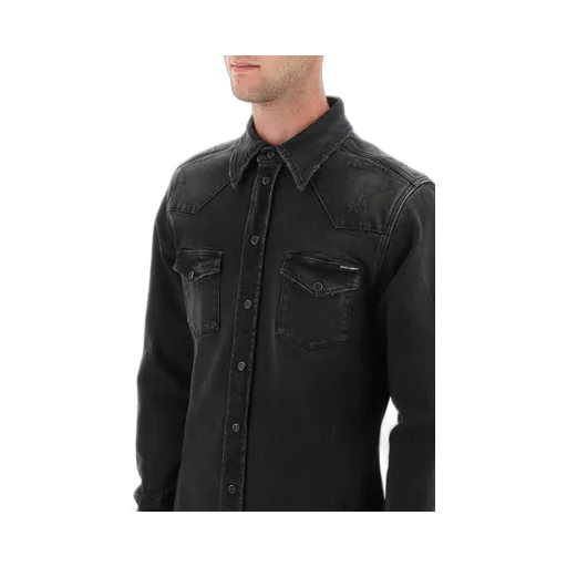 Dolce & Gabbana Distressed Denim Buttoned Shirt