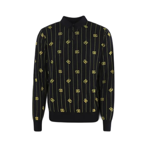 Dolce & Gabbana Logo Jacquard Knitted Polo Shirt