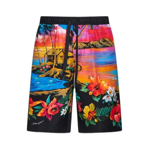Dolce & Gabbana Hawaiian-Printed Drawstring Bermuda Shorts