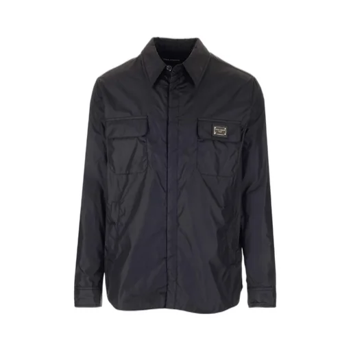 Dolce & Gabbana Logo-Patch Button-Concealed Shirt