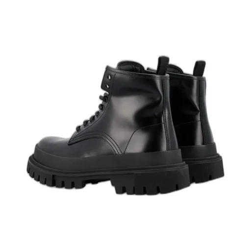 Dolce & Gabbana Logo-Plaque Lace-Up Ankle Boots