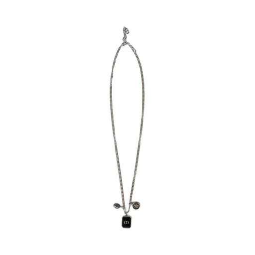 Dior Logo Plaque Pendant Necklace