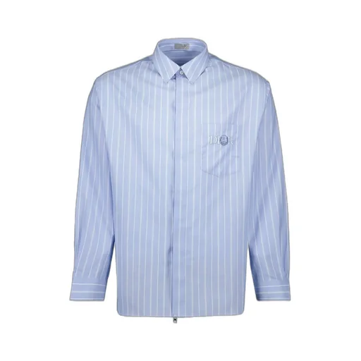 Dior Homme Logo Embroidered Striped Long-Sleeved Shirt