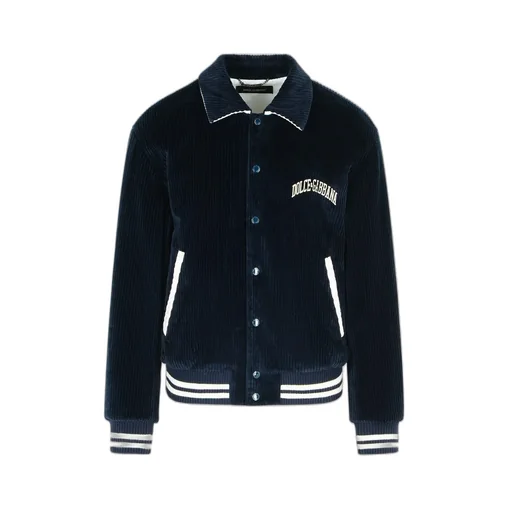 Dolce & Gabbana Logo Detailed Corduroy Bomber Jacket