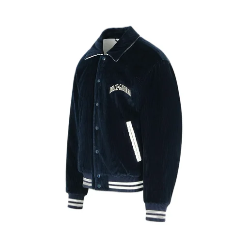 Dolce & Gabbana Logo Detailed Corduroy Bomber Jacket