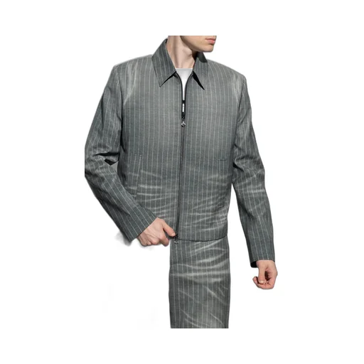 Diesel Pinstriped Full-Zipped Jacket