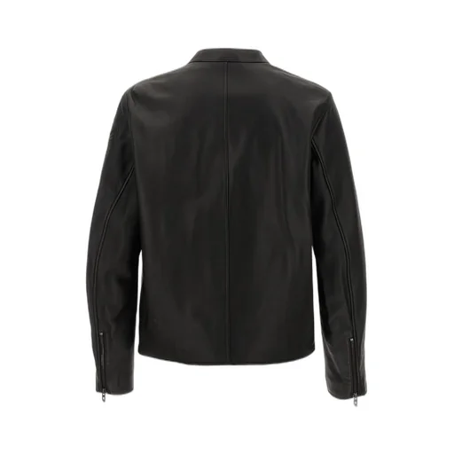 Diesel L-Carver Logo Embossed Leather Biker Jacket