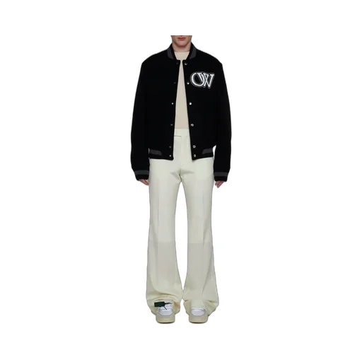 Off-White Buttoned Long-Sleeved Bomber Jacket