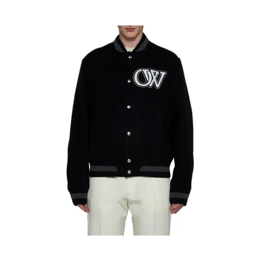 Off-White Buttoned Long-Sleeved Bomber Jacket