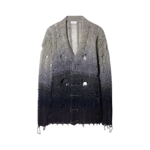 Off-White Distressed Knitted Cardigan