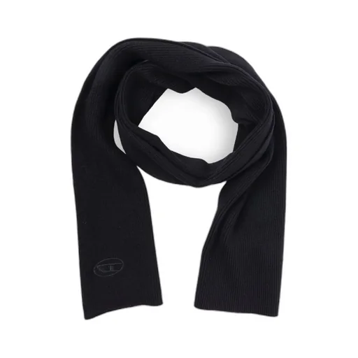 Diesel K-Coder Logo Embroidered Ribbed Scarf
