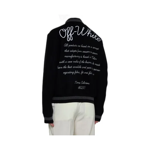 Off-White Buttoned Long-Sleeved Bomber Jacket