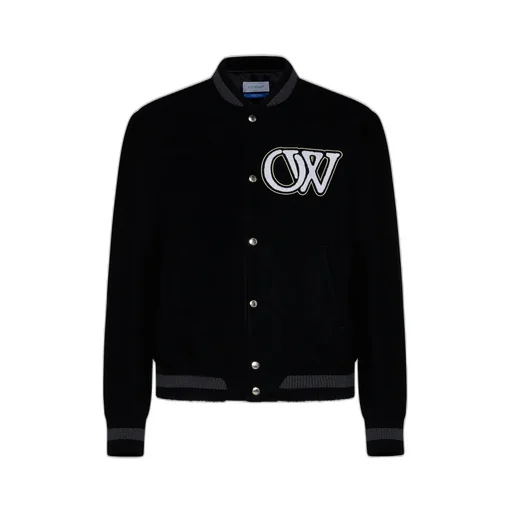 Off-White Buttoned Long-Sleeved Bomber Jacket