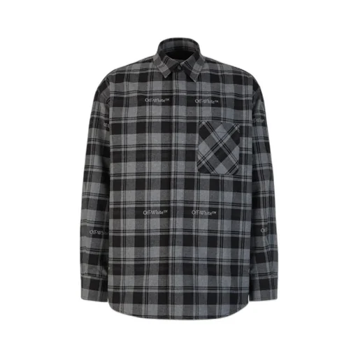 Off-White Checked Long-Sleeved Shirt